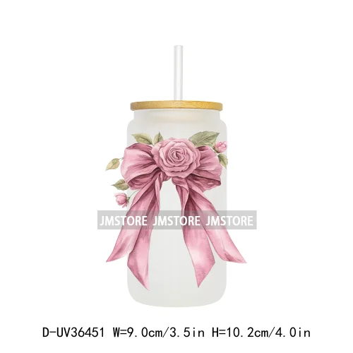 Colorful Bow Ribbon Bridal Birthday UV Sticker Decals For Libbey Cold Cups Mugs Tumbler Transfer Stickers Waterproof DIY Prints