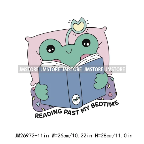 Custom Positive Quotes Spooky Reading Bookish Frog Inspirational Books Coffer Lover DTF Iron On Transfers Stickers For Clothing