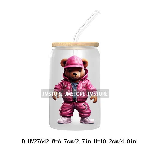 Hip Hop Urban Graffiti Teddy Bear UV DTF Transfer Stickers Decals For Libbey Cold Cups Mugs Tumbler Waterproof Trendy Bears Doll