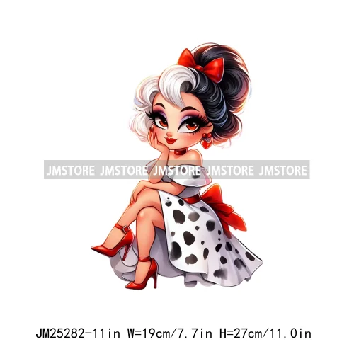 Cartoon Washable Halloween Princess Evil Queen Girls Printing Designs DTF Iron On Transfers Stickers Ready To Press For Textil