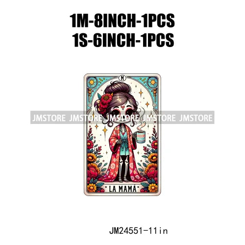 Funny Mexican Evil Eye Chismosa La Chigona Latina Skeleton Tarot Card Logos Iron On DTF Heat Press Transfer Stickers For Clothes