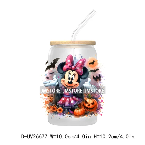 Cartoon Mouse And Friends Halloween Pumpkin UV DTF Transfer Stickers Decals For Libbey Cold Cups Mugs Tumbler Custom Labels Fall