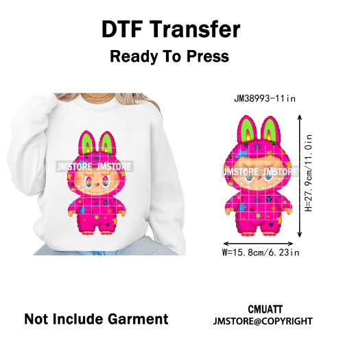 Colorful Monster Keychain Doll Character Designs Iron on DTF Washable Heat Transfers Stickers Ready to Press for T-shrits Bags