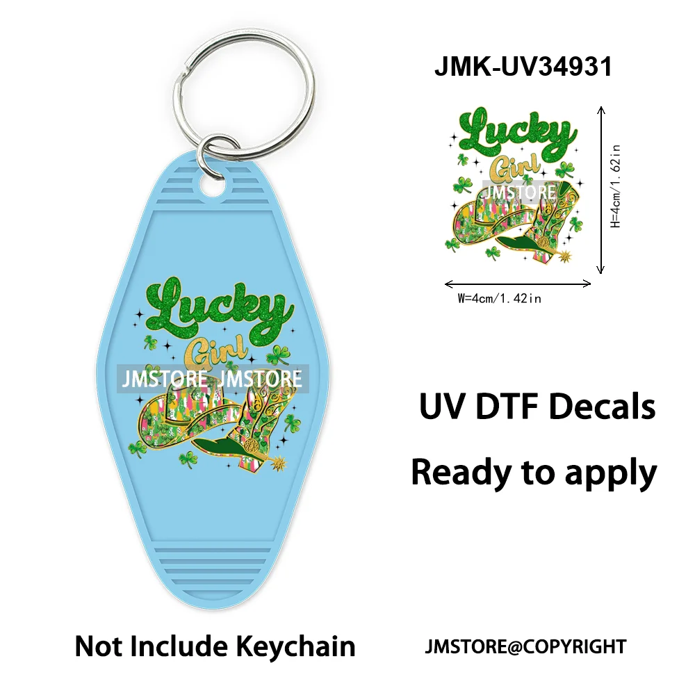 Coquette Green Bow Lucky Mama St Patrick's Day High Quality WaterProof UV DTF Sticker For Motel Hotel Keychain