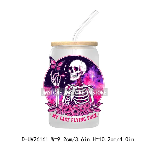 Antisocial Snarky Skeleton Skull UV DTF Transfer Stickers Decals For Libbey Cold Cups Mugs Durable Waterproof Custom Logo Labels