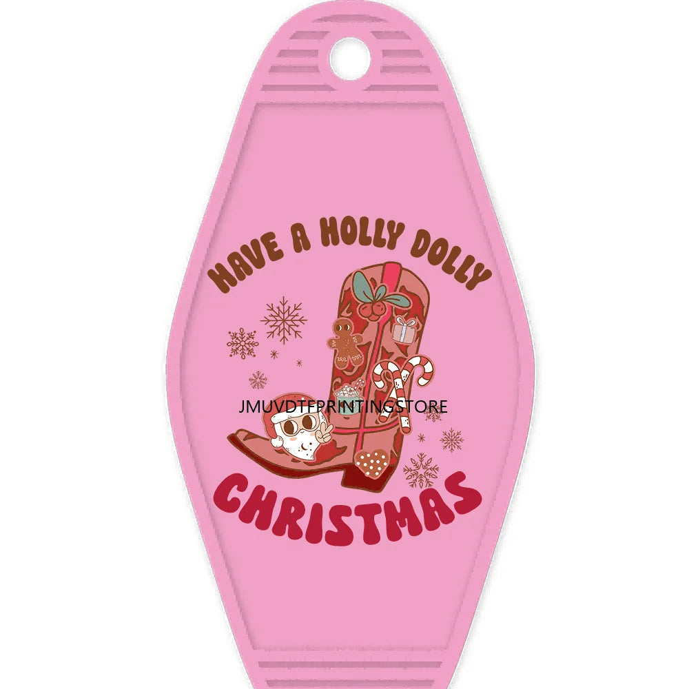 Howdy Christmas High Quality WaterProof UV DTF Sticker For Motel Hotel Keychain Making Spirits Bright Snowman