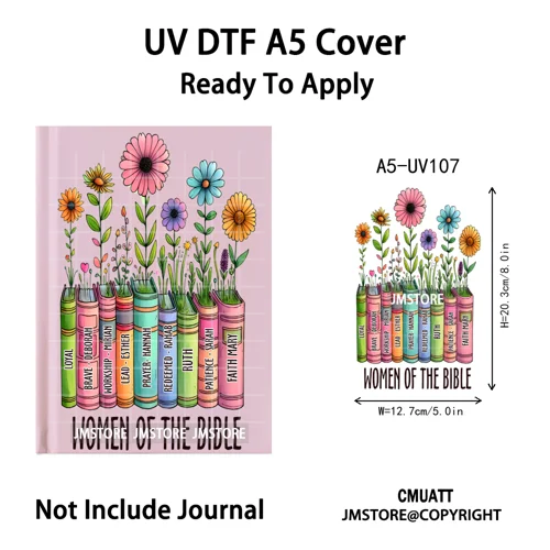 Floral Butterfly Black Girl Religious A5 Notebook UV DTF Wraps Ready To Apply Custom Transfer Stickers Decals For Journal Cover