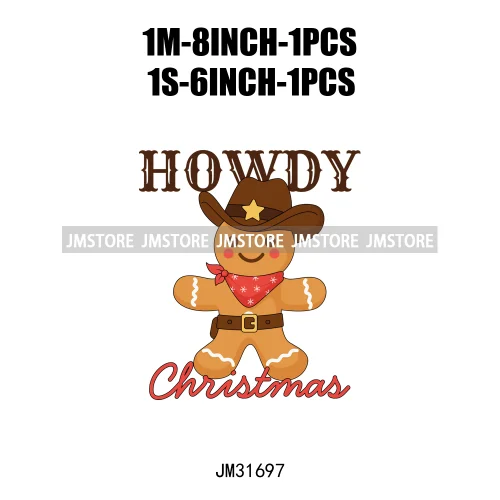 Groovy Meowy Christmas Happy Dog Cat Western Santa Howdy Ho Ho Ho Iron On DTF Transfers Stickers Ready To Press For Sweatshirts