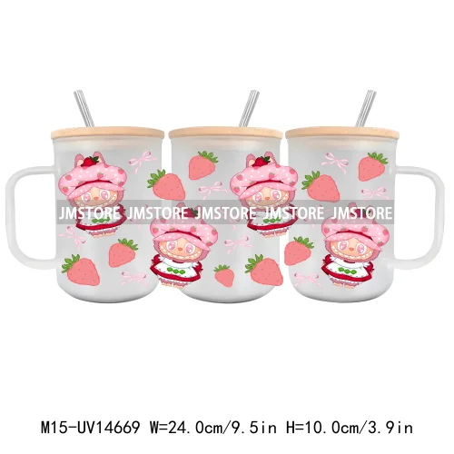 Cartoon Monsters Doll 15OZ Glass Mug UV DTF Cup Wrap Ready To Apply Waterproof High Quality Custom Prints For Mugs Cup Tumbler