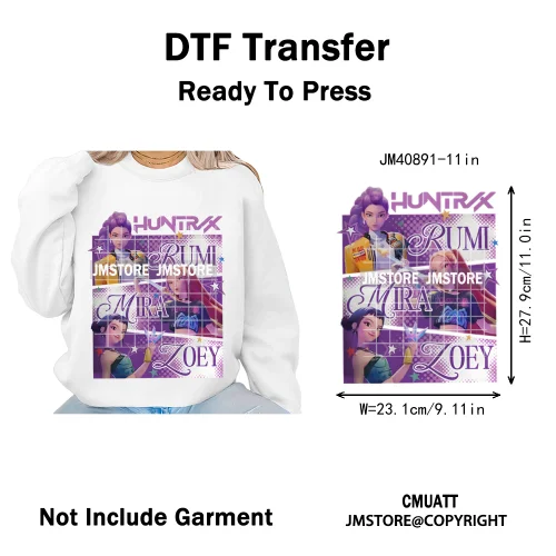 Kpop Movie Style Soda Pop Demon Inspired Movie Girl Dinner Iron on DTF Washable Transfers Stickers Ready to Press for Hoodies