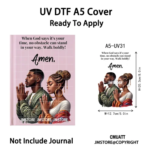 Bible Verse Black Woman Religious A5 Notebook UV DTF Wraps Ready To Apply Waterproof Transfer Stickers Decals For Journal Cover