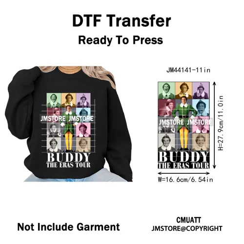 Funny Christmas Movie Quotes Cartoon Characters Santa Iron on Washable DTF Heat Transfer Stickers Ready to Press for Sweatshirts