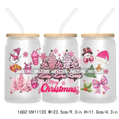 Just A Girl Who Loves Christmas UV DTF Cup Wrap For Libbey Glass Can Transfer Stickers Waterproof Custom Labels Tis The Season