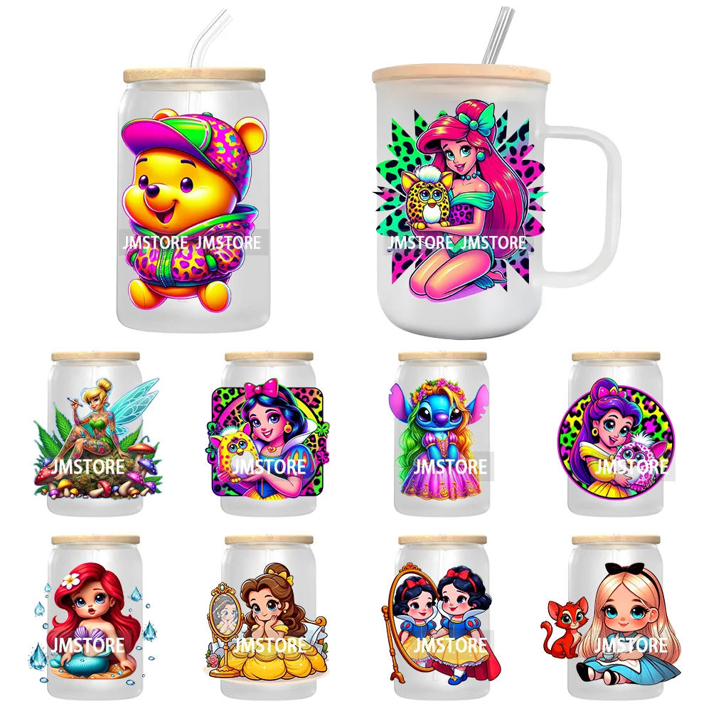 Cute Cartoon Princess Mermaid UV DTF Transfer Stickers Decals For Libbey Cold Cups Mugs Durable Waterproof Custom Logo Labels