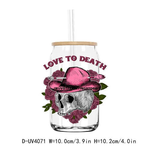 Western Howdy Cowgirl Valentine's Day UV DTF Sticker For 16OZ Libbey Glass Cup Can Wrap Transfer Sticker Custom Labels DIY Logo