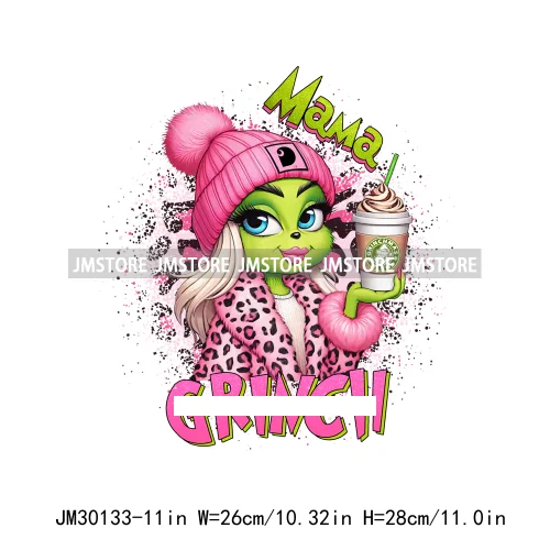 Colorful Retro Green Bougie Mama Coffee Lover Leopard Christmas Girls Iron On DTF Transfers Stickers Ready To Press For Clothes