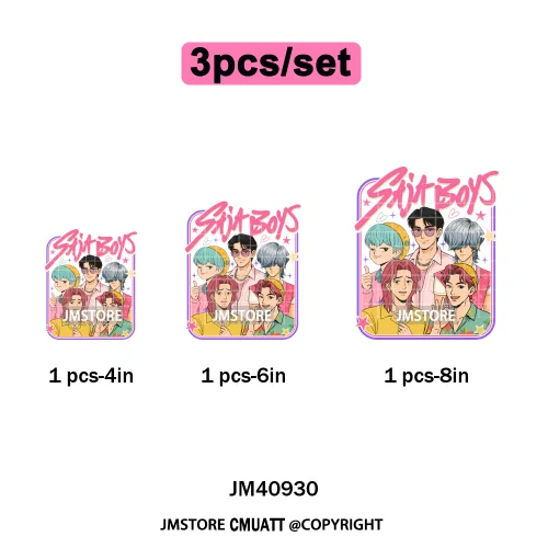 Cartoon Girl Dinner Kpop Merch Idol Band Group Music Movie Iron on DTF Washable Transfers Stickers Ready to Press for Textile