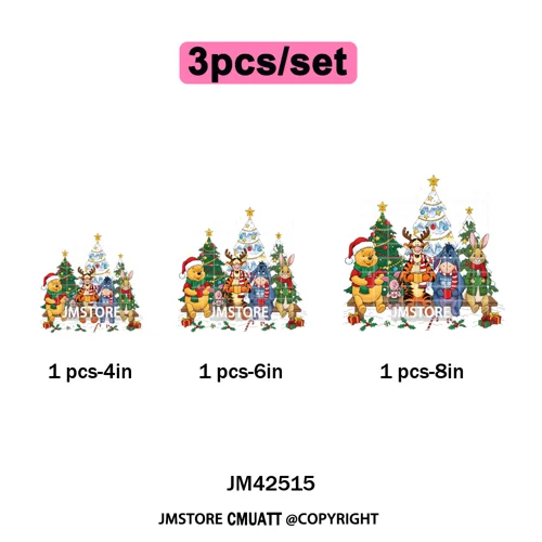 Cute Cartoon Character Coffee Cup Coquette Candy Merry Christmas Iron on DTF Heat Transfers Stickers Ready to Press for Hoodies