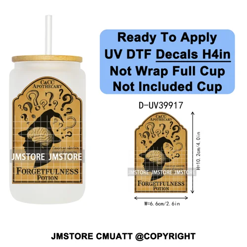 Spooky Halloween Witch Brew Bottle Label Set UV DTF Transfer Stickers Decals Ready To Apply Waterproof For 16OZ Libbey Glass Can