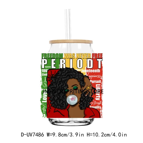 Steppin' into Juneteenth UV DTF Transfer Stickers Decals For Libbey Cold Cups Mugs Tumbler Waterproof DIY Logo Black Nurse Magic