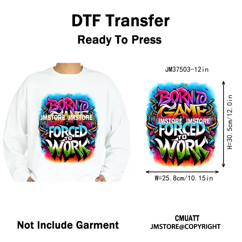 12in Graffiti Hip Hop Music Rap King Lover Video Pro Games Iron on Diy DTF Thermal Transfer Stickers Ready to Press for Clothing