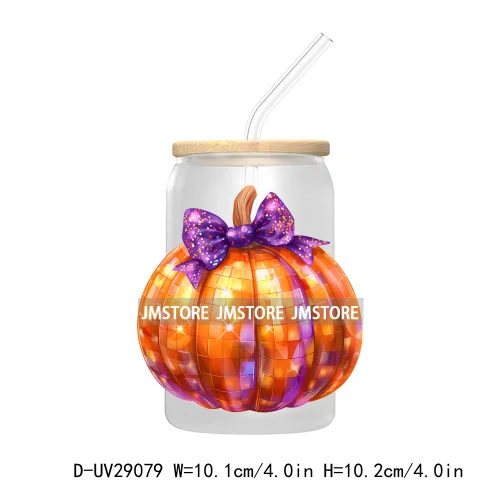 Halloween Autumn Girly Coquette Bow Pumpkin UV DTF Transfer Stickers Decals For Libbey Cold Cups Mugs Tumbler Fall Thanksgiving