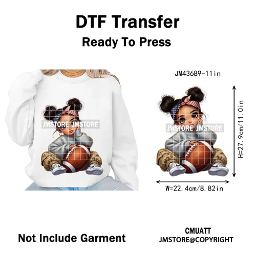 Latina Football Mexican Baby Girls Sports Lover Game Day Iron on Washable DTF Heat Transfers Stickers Ready to Press for Hoodies