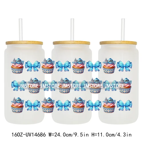 Coquette Bow Cake Princess UV DTF Wraps Transfer Sticker Selfadhesive Waterproof High Quality For 16OZ Libbey Glass Can Tumbler