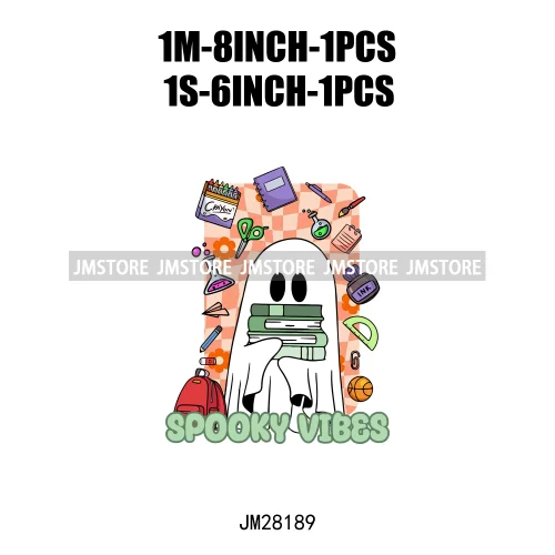 Diy Spooky Ghost Love Reading More Books Good Vibes Halloween Decals DTF Iron On Transfers Stickers Ready To Press For T-shirts