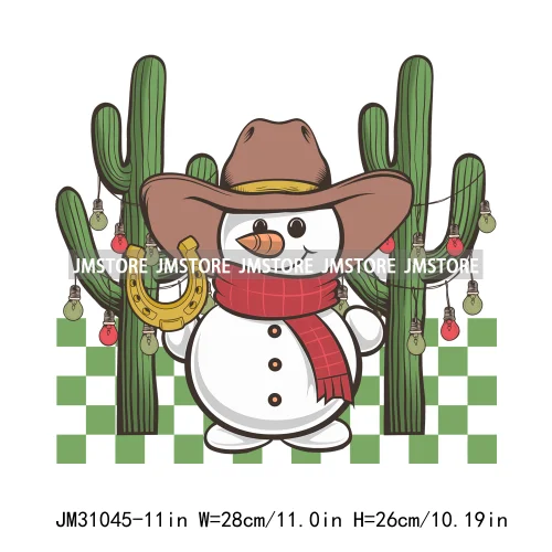 Retro Western Joy Santa Howdy Rocking Round The Christmas Tree Iron On DTF Transfers Stickers Ready To Press For Sweatshirts