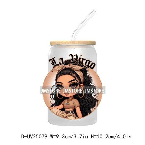 Mexican Latina Zodiac Woman UV DTF Transfer Stickers Decals For Libbey Cold Cups Mugs Tumbler Waterproof DIY Custom Logo Labels