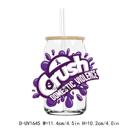 Crush Cancer Ribbon Awareness UV DTF Transfers Stickers Decals For Libbey Cold Cups Mugs Tumbler Waterproof DIY Craft