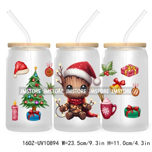 Cute Baby Horror Characters Christmas Season 16OZ UV DTF Cup Wrap Transfer Stickers Durable Waterproof Logo For Libbey Glass Can