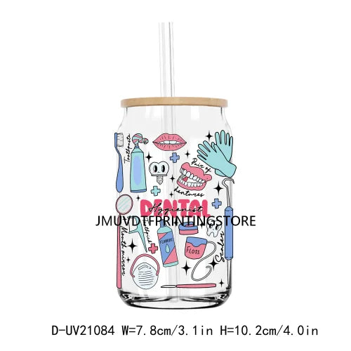 Medical Career UV DTF Transfers Stickers Decals For Libbey Cold Cups Mugs Tumbler Job Nurse Dental Assistant Waterproof DIY Logo