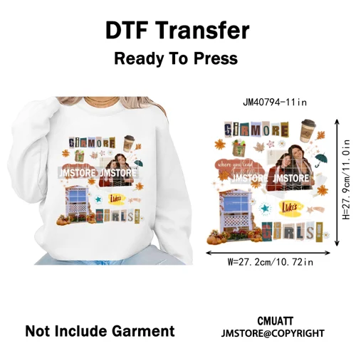 Autumn Festival Fall Season Stars Movie Girls Town Book Lover Iron on Washable DTF Transfers Stickers Ready to Press for Hoodies