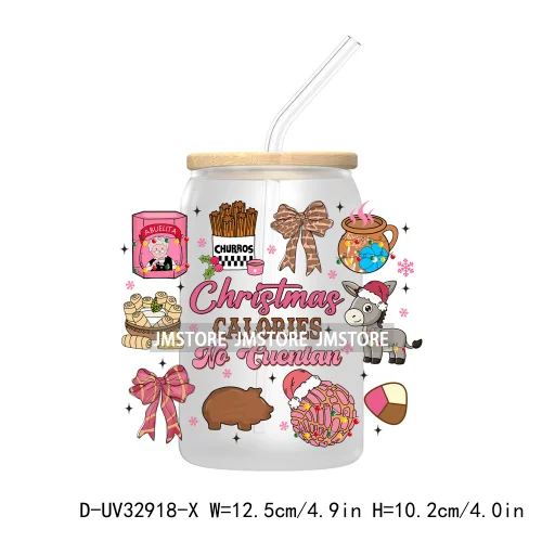 Feliz Navidad Gingerbread Mexican Christmas UV DTF Transfer Stickers Decals For Libbey Cold Cup Mug Tumbler Pan Dulce Pantasmas