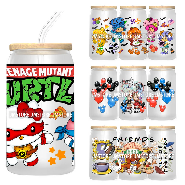 Miniso Cartoon Character Monster Doll 16OZ UV DTF Cup Wraps Ready To Apply Waterproof Transfer Stickers For Libbey Glass Can Mug