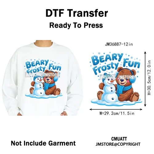 12in Colorful Graffiti Urban Stree Vibes Fearless Gangster Bear Washable Iron on DTF Transfer Sticker Ready to Press for Clothes
