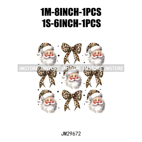 Christmas Santa Red Coquette Highland Cow Xmas Holly Jolly Vibes Iron On DTF Transfers Stickers Ready To Press For T-shirts