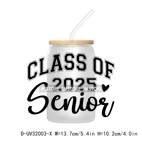 Coquette Bow Senior 2025 Western Grad Squad UV DTF Transfer Stickers Decals For Libbey Cold Cups Mugs Tumbler Waterproof Logo