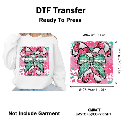 Preppy Brushstroke Gingerbread Santa Bow Tree Merry Christmas Girly Iron on DTF Transfers Stickers Ready to Press for T-shirts