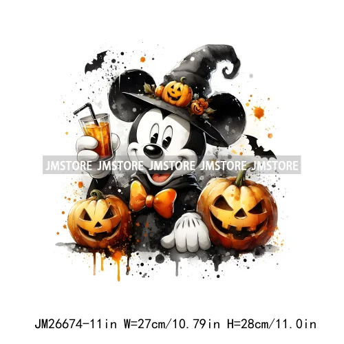 Wholesale Cartoon Character Pumpkin Halloween Scary Vibes Thermal Logo DTF Iron On Transfer Stickers Ready To Press For Clothing