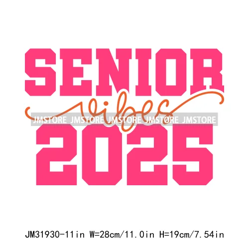 New High School Pink Senior 2025 Grad Squad 2k25 Senior Year Coquette Iron On DTF Transfers Stickers Ready To Press For Hoodies