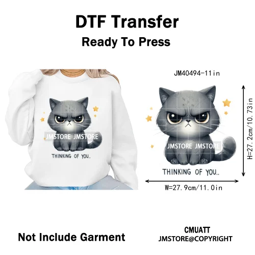 Funny Animal Snarky Inspire Quotes Dog Cat Sarcastic Saying Iron on DTF Washable Transfers Stickers Ready to Press for Clothes