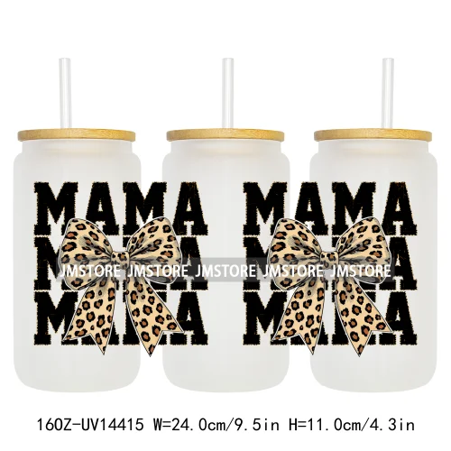 Floral Best Mom Ever Mama Life UV DTF Wraps Transfer Sticker Selfadhesive Waterproof For 16OZ Libbey Glass Can Tumbler