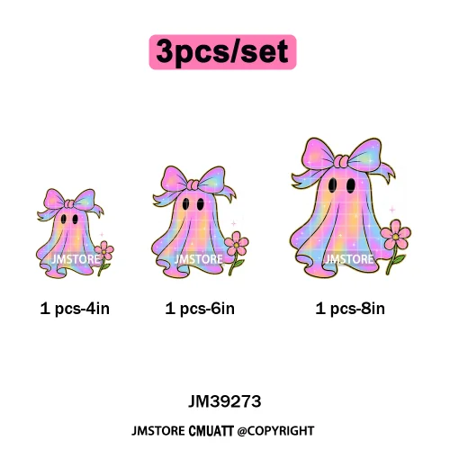 Funny Cute Ghost Preppy Spooky Season Sarcastic Halloween Iron on DTF Washable Transfers Stickers Ready to Press for T-shirts