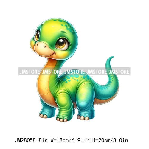 Colorful Dinosaur Baby Animal Thermal Printing Iron On DTF Transfer Stickers Ready To Press For Clothes