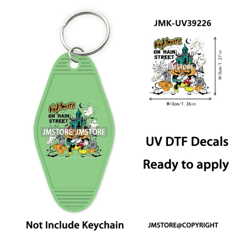 Horror Pumpkin Halloween Cartoon UV DTF Motel Keychain Decal Ready To Ship Durable Transfer Stickers Prints For Hotel Keychain