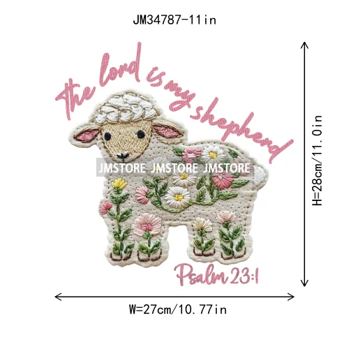 The Lord is my Shepherd Easter Christian Spring Floral Easter Bunny Bow Iron On DTF Transfer Stickers Ready To Press For Clothes