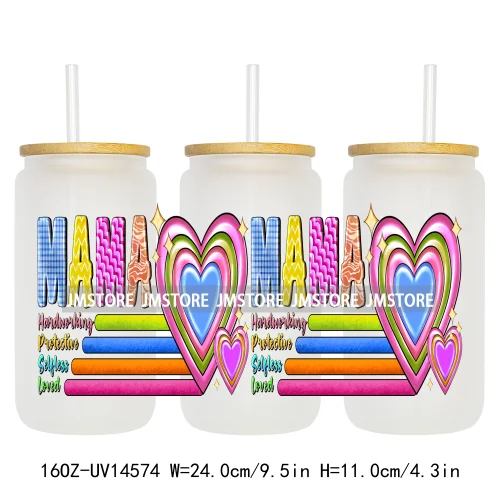 Howdy Western Mama Cowhide UV DTF Wraps Transfer Sticker Selfadhesive Waterproof High Quality For 16OZ Libbey Glass Can Tumbler